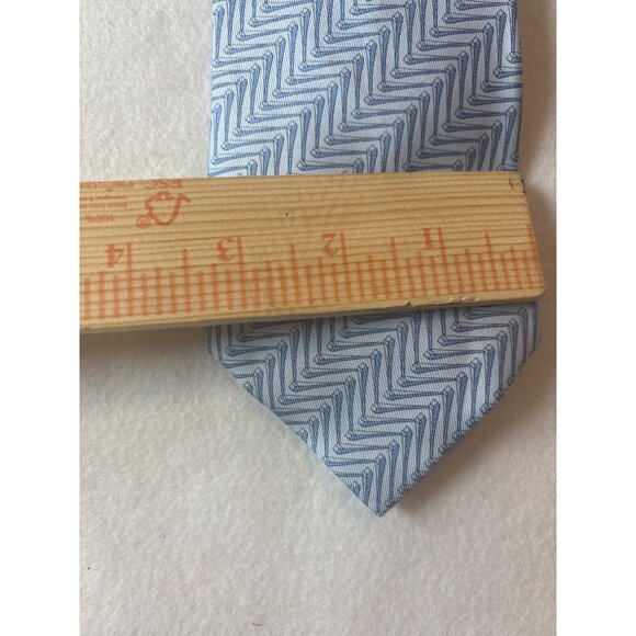 100% Silk Blue Hermes Pattern Necktie - Picture 3 of 4